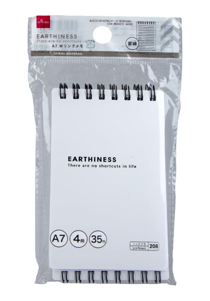 Daiso Earthiness A7 Spiral Notepad - 35 Pages, Off-White - Image 1